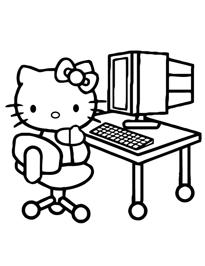 Hello Kitty Coloring Pages Cartoons Hello Kitty Computer Printable 2020 3288 Coloring4free