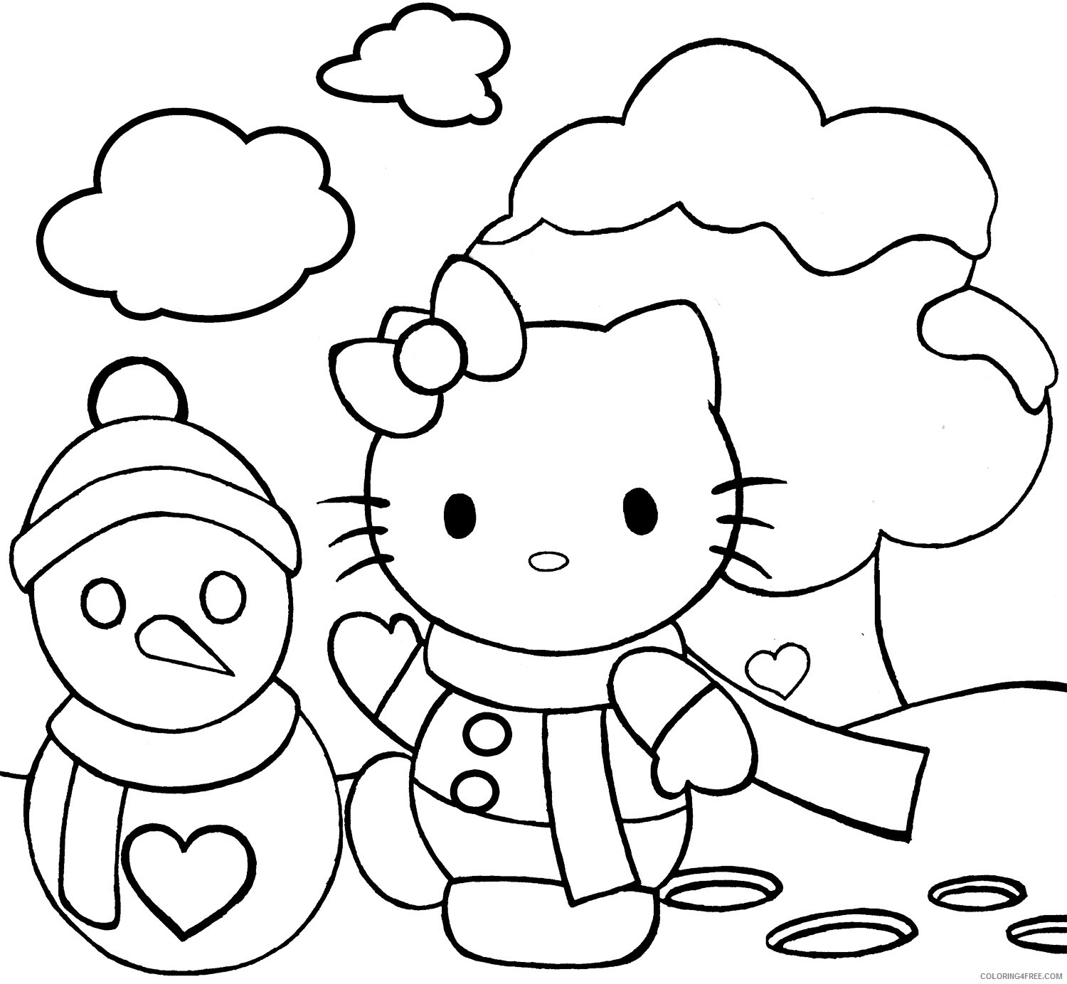 Hello Kitty Coloring Pages Cartoons Hello Kitty Winter Printable 2020 3306 Coloring4free
