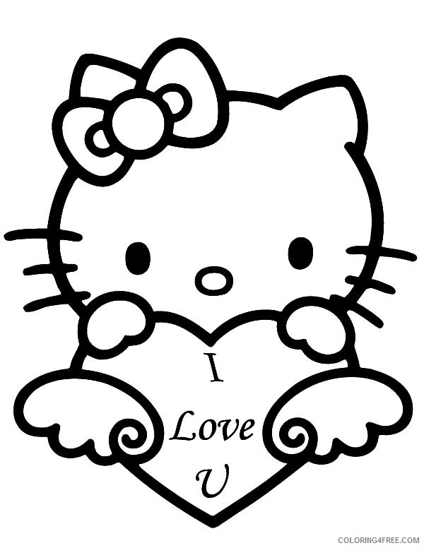 Hello Kitty Coloring Pages Cartoons Valentines Day Hello Kitty Printable 2020 3316 Coloring4free