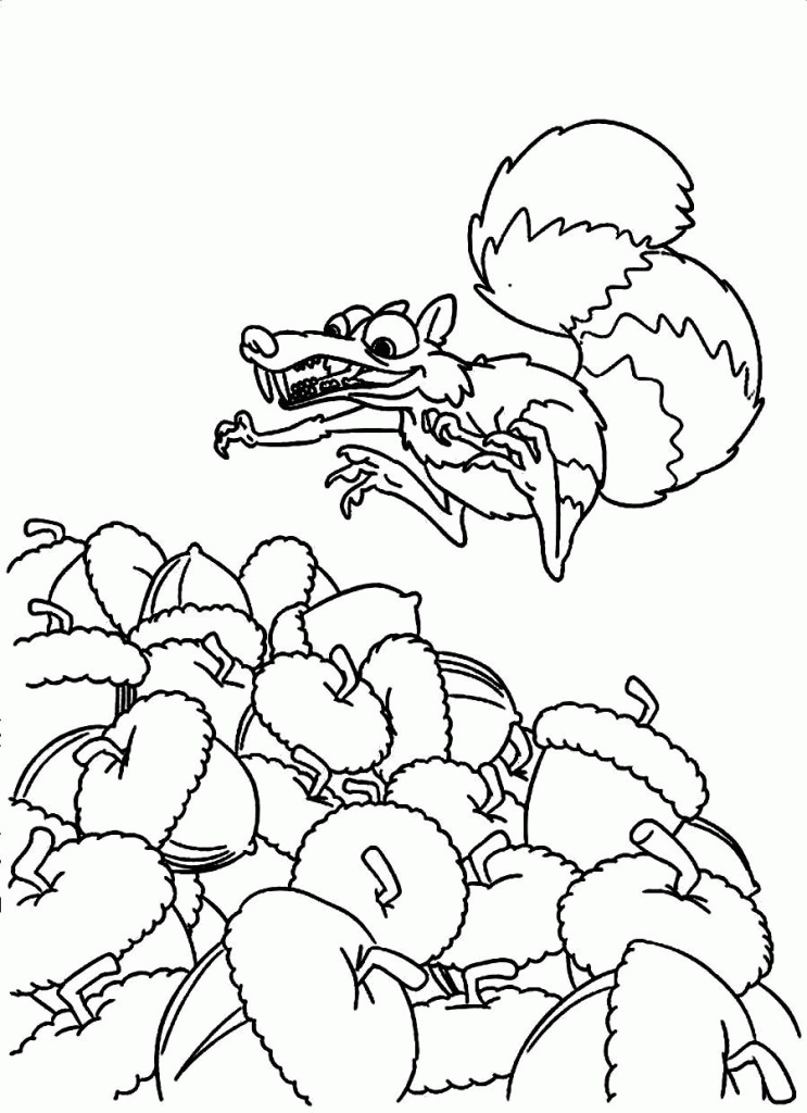 Ice Age Coloring Pages Cartoons Scrat Loves Acorns Ice Age Printable 2020 3453 Coloring4free