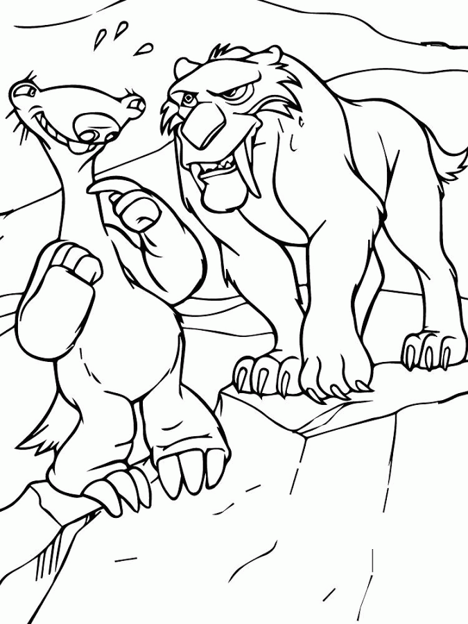 Ice Age Coloring Pages Cartoons Sid and Diego Ice Age Printable 2020 3455 Coloring4free