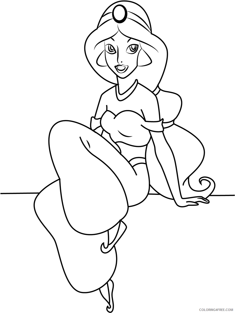 Jasmine Coloring Pages Cartoons 1532485455_jasmine sitting a4 Printable 2020 3475 Coloring4free