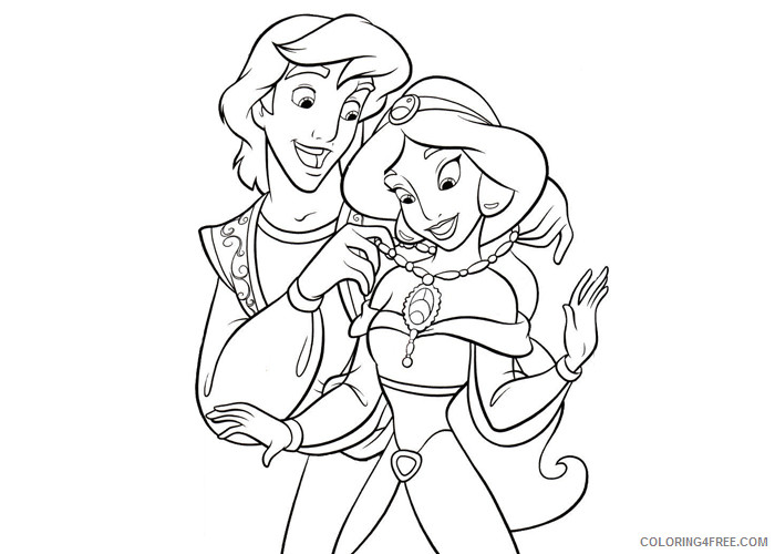 Jasmine Coloring Pages Cartoons Alladin and Jasmine Printable 2020 3479 Coloring4free