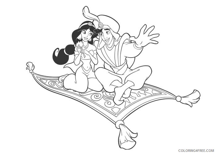 Jasmine Coloring Pages Cartoons Jasmine and Alladdin Printable 2020 3489 Coloring4free