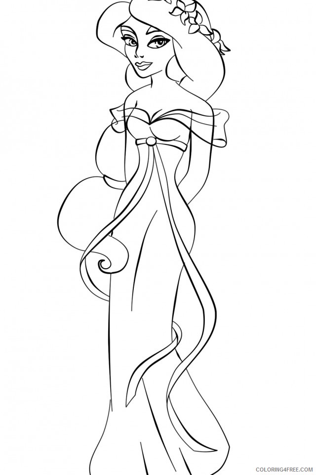 Jasmine Coloring Pages Cartoons Princess Jasmine for Free Printable 2020 3511 Coloring4free