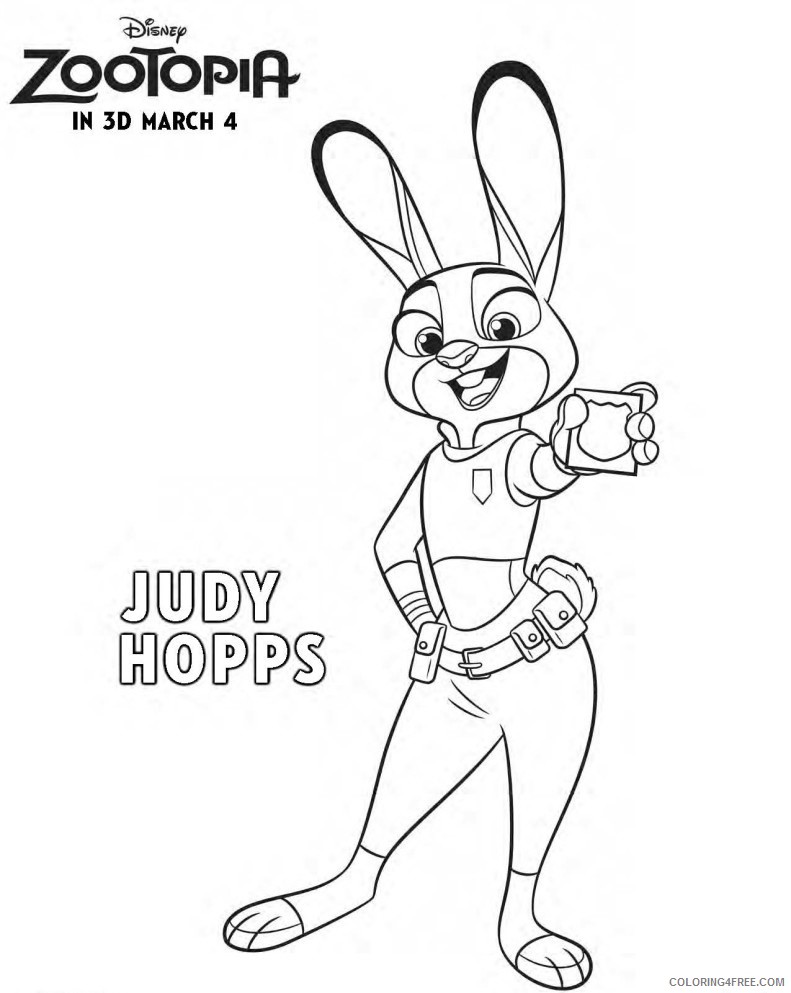 Judy Hopps Coloring Pages Cartoons Zootopia Judy Hopps Printable 2020 3543 Coloring4free