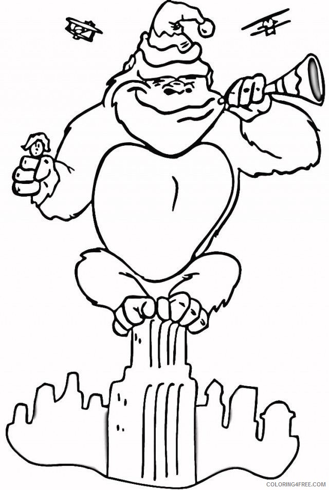 King Kong Coloring Pages Cartoons Funny Christmas King Kong Printable 2020 3547 Coloring4free