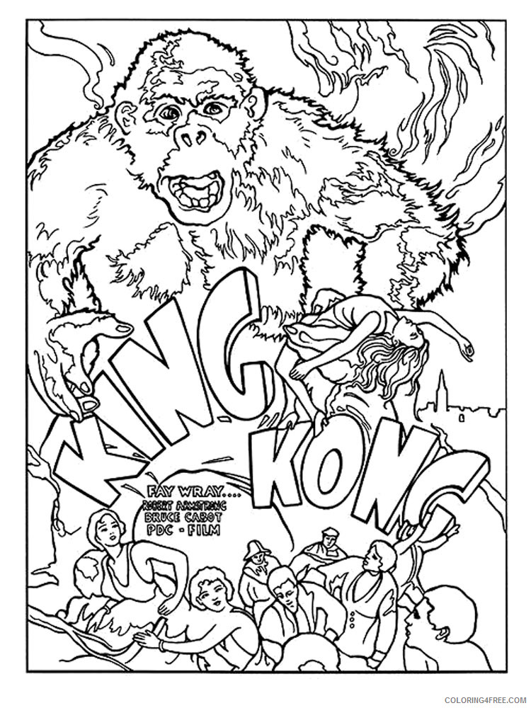 King Kong Coloring Pages Cartoons King Kong 2 Printable 2020 3553 Coloring4free Coloring4free Com