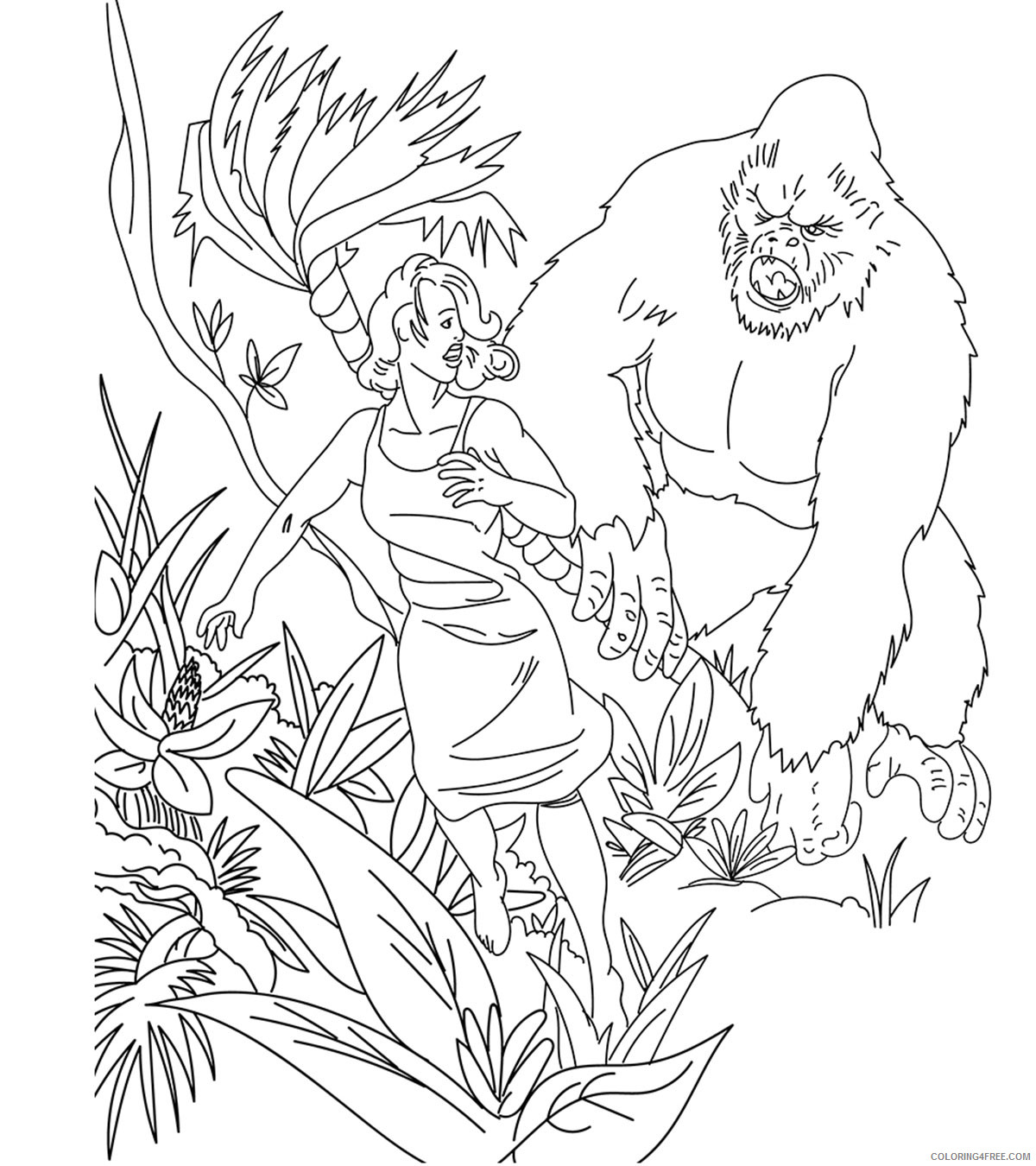 King Kong Coloring Pages Cartoons King Kong Jungle Printable 2020 3562 Coloring4free