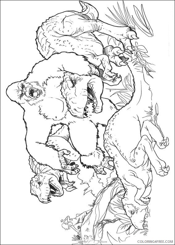 King Kong Coloring Pages Cartoons King Kong and Dinosaurs Printable 2020 3549 Coloring4free