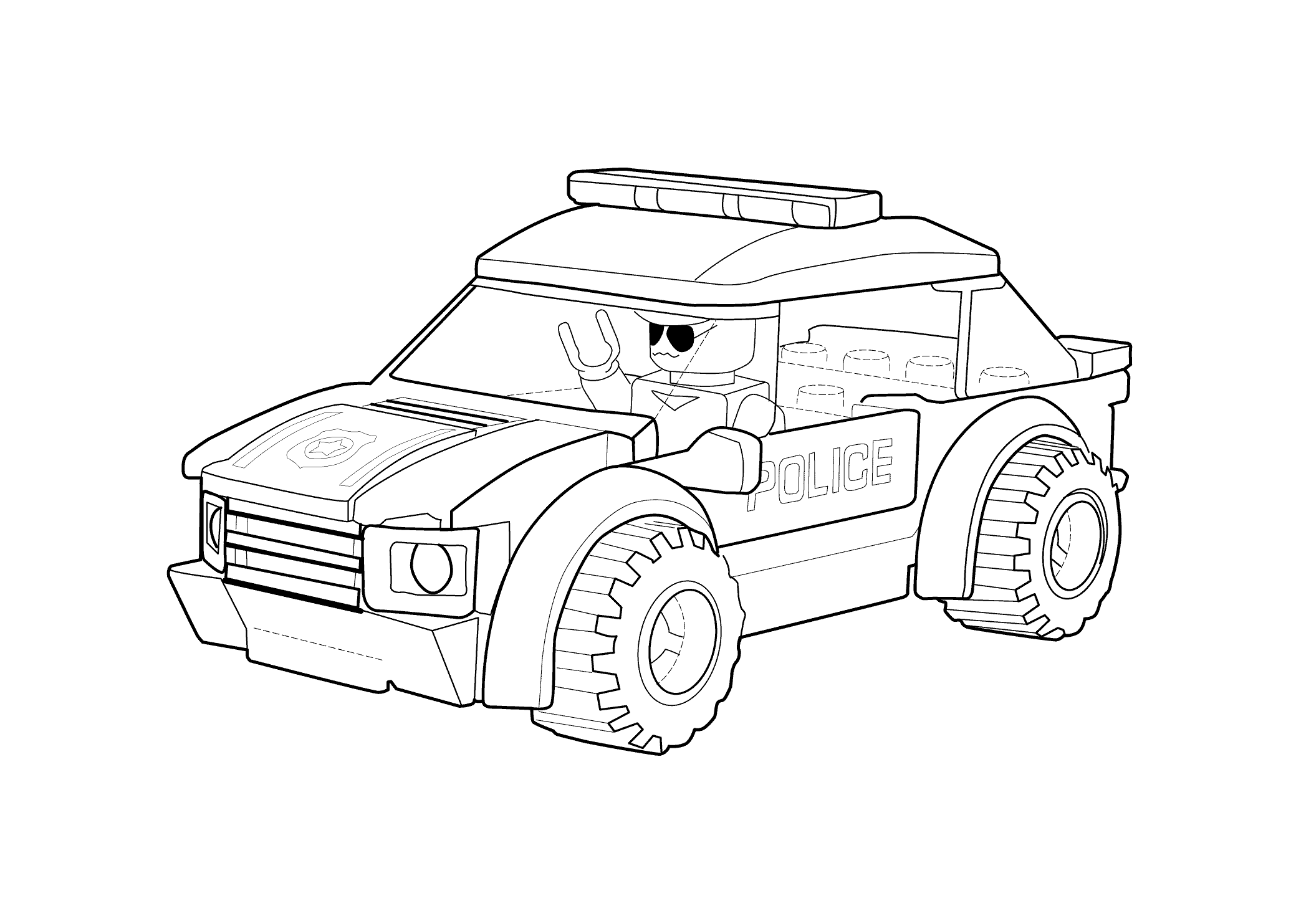 LEGO Coloring Pages Cartoons Lego Police Car Printable 2020 3697 Coloring4free
