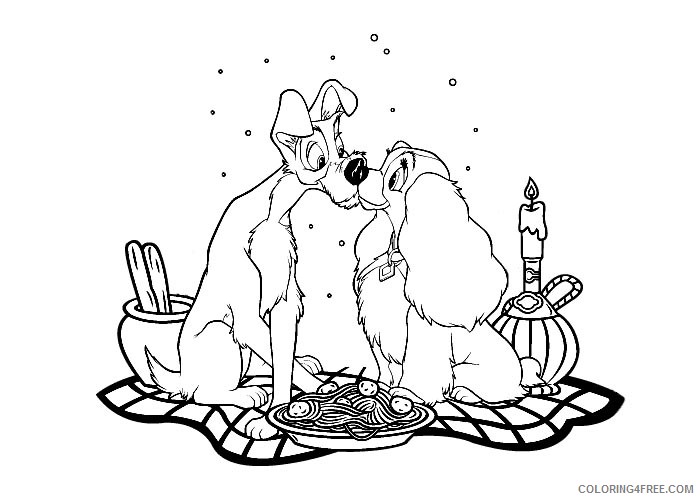 Lady and the Tramp Coloring Pages Cartoons Disney Lady and The Tramp Printable 2020 3567 Coloring4free