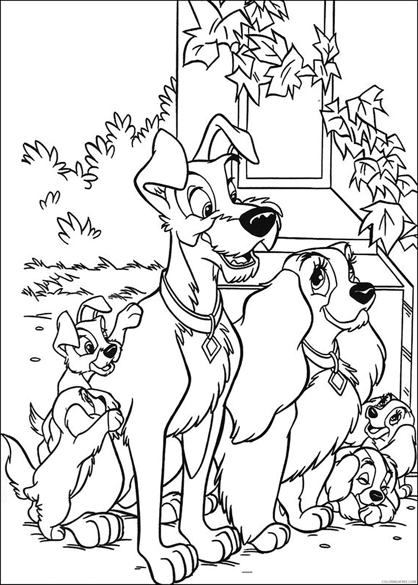 Lady and the Tramp Coloring Pages Cartoons Lady and The Tramp Characters Printable 2020 3568 Coloring4free