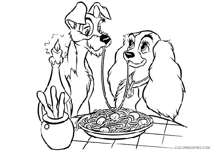 Lady and the Tramp Coloring Pages Cartoons Lady and The Tramp for kids Printable 2020 3596 Coloring4free