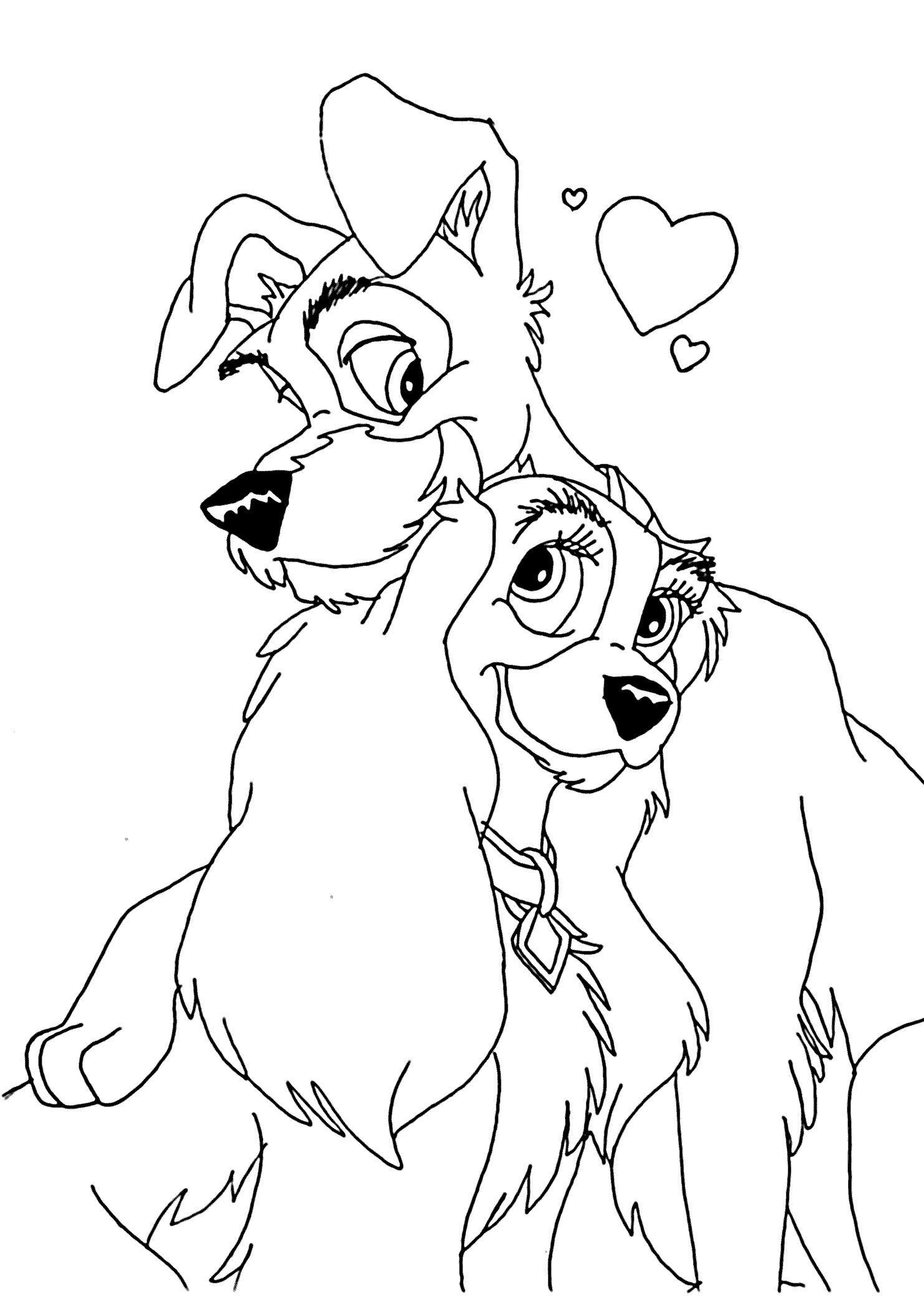 Lady and the Tramp Coloring Pages Cartoons Lady and the Tramp In Love Printable 2020 3599 Coloring4free