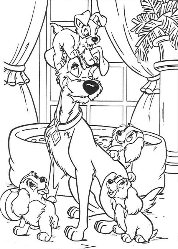 Lady and the Tramp Coloring Pages Cartoons Lady and the Tramp Puppies Printable 2020 3601 Coloring4free