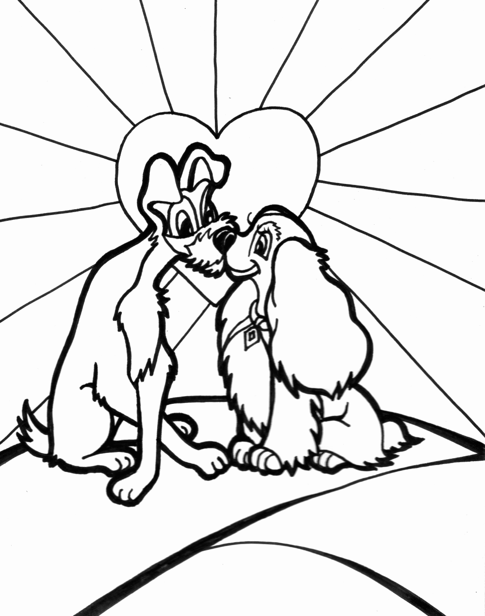 Lady and the Tramp Coloring Pages Cartoons Lady and the Tramp Valentines Disney Printable 2020 3604 Coloring4free