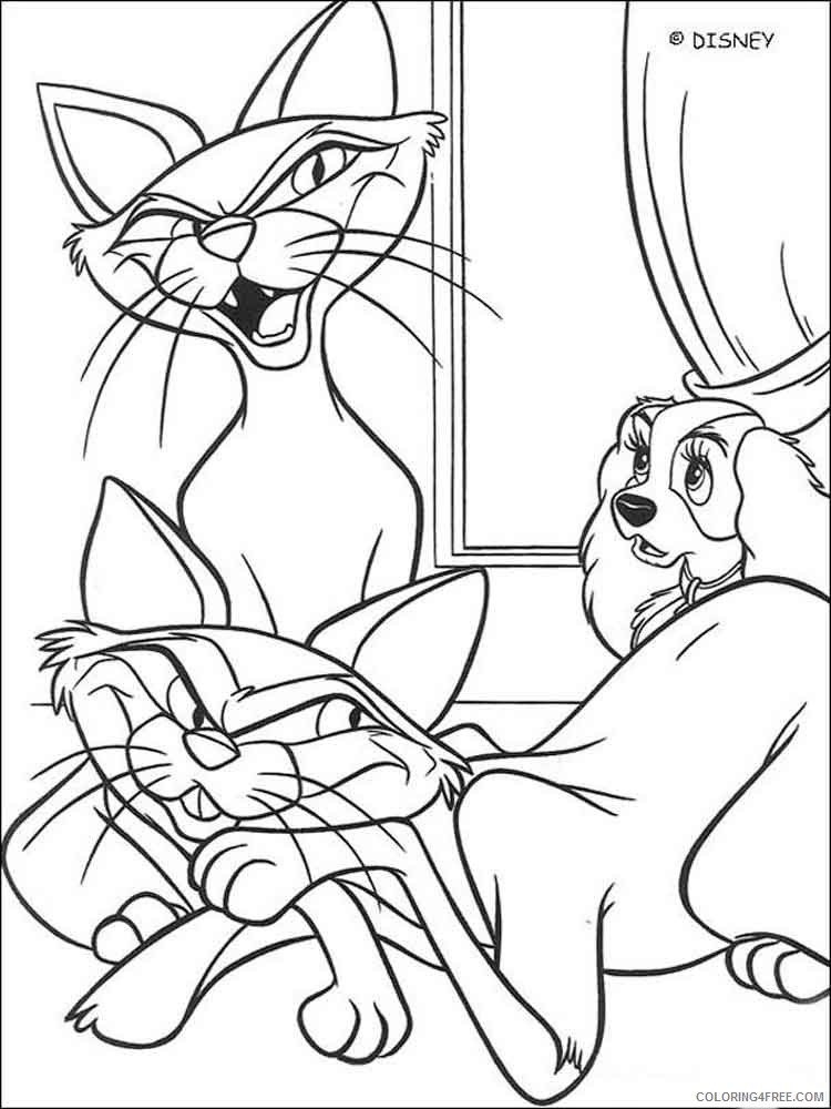 Lady and the Tramp Coloring Pages Cartoons lady and the tramp 11 Printable 2020 3576 Coloring4free