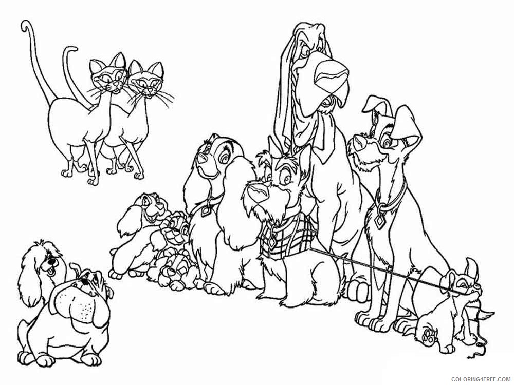 Lady and the Tramp Coloring Pages Cartoons lady and the tramp 26 Printable 2020 3582 Coloring4free