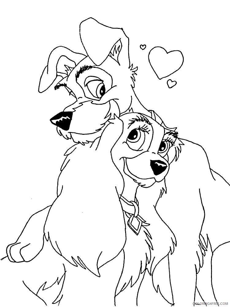 Lady and the Tramp Coloring Pages Cartoons lady and the tramp 30 Printable 2020 3588 Coloring4free