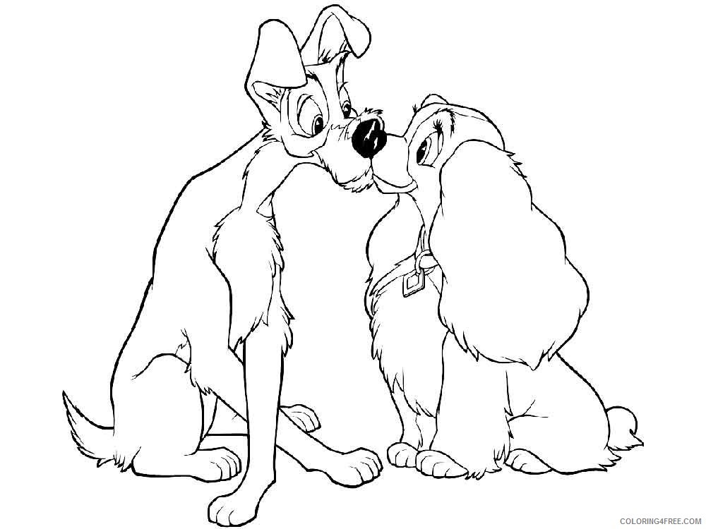 Lady and the Tramp Coloring Pages Cartoons lady and the tramp 34 Printable 2020 3590 Coloring4free