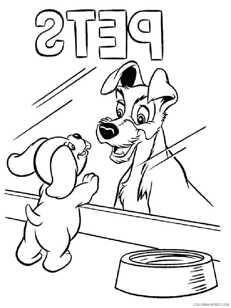 Lady and the Tramp Coloring Pages Cartoons lady and the tramp 8 Printable 2020 3594 Coloring4free