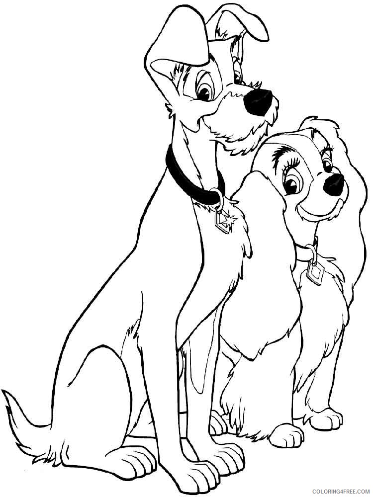 Lady and the Tramp Coloring Pages Cartoons lady and the tramp 9 Printable 2020 3595 Coloring4free
