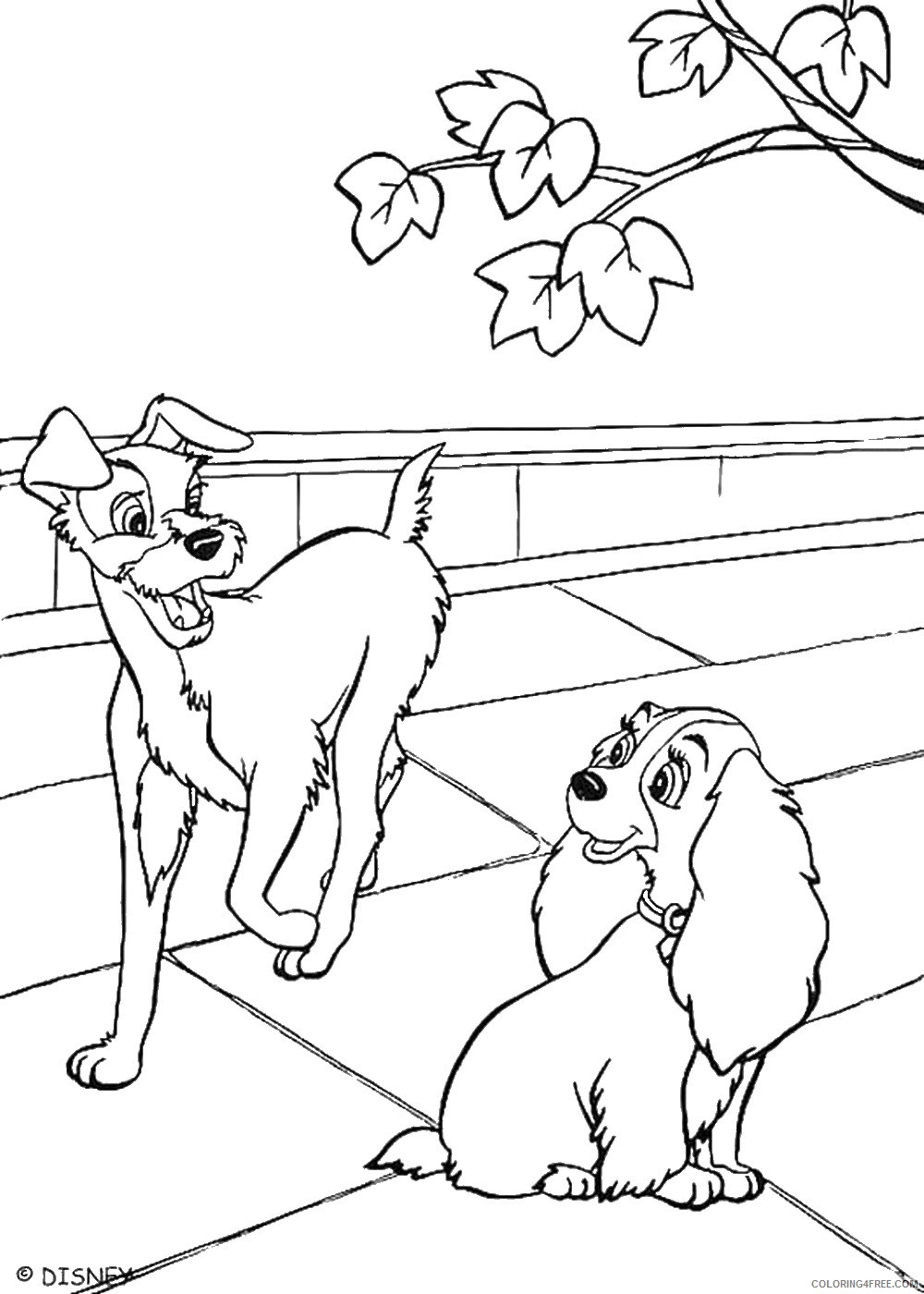 Lady and the Tramp Coloring Pages Cartoons lady tramp_cl05 Printable 2020 3605 Coloring4free