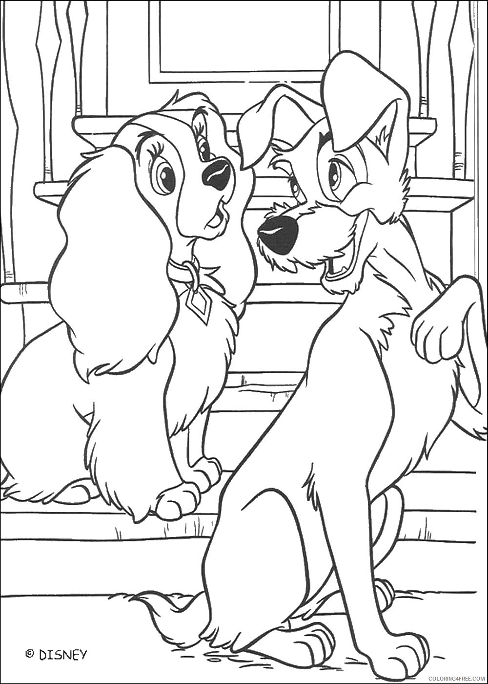 Lady and the Tramp Coloring Pages Cartoons lady tramp_cl07 Printable 2020 3607 Coloring4free