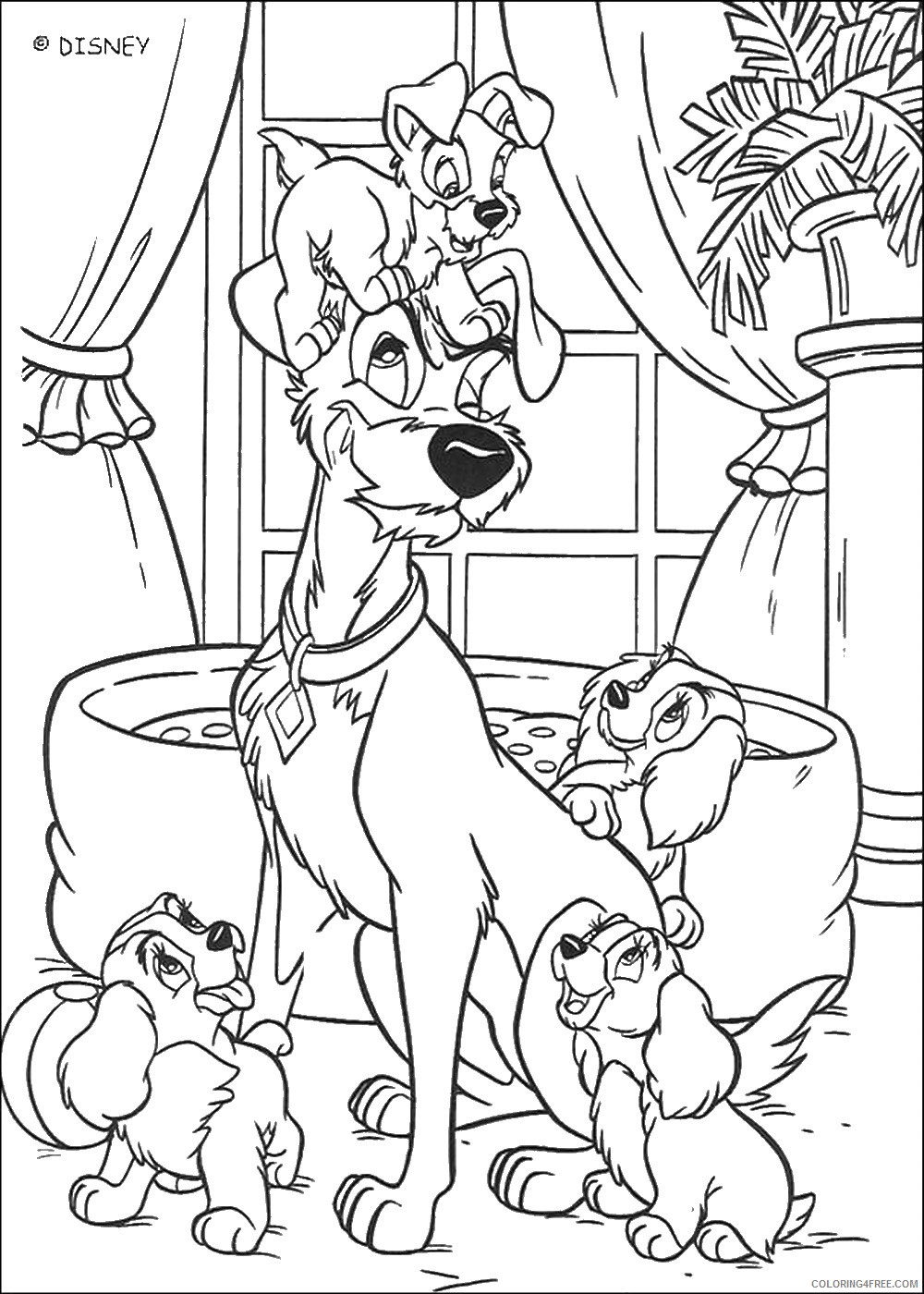 Lady and the Tramp Coloring Pages Cartoons lady tramp_cl09 Printable 2020 3609 Coloring4free