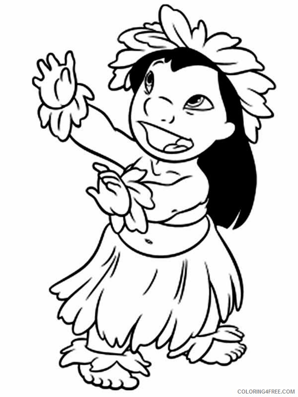 Lilo and Stitch Coloring Pages Cartoons Cute Lilo Dance Hulahula Printable 2020 3794 Coloring4free
