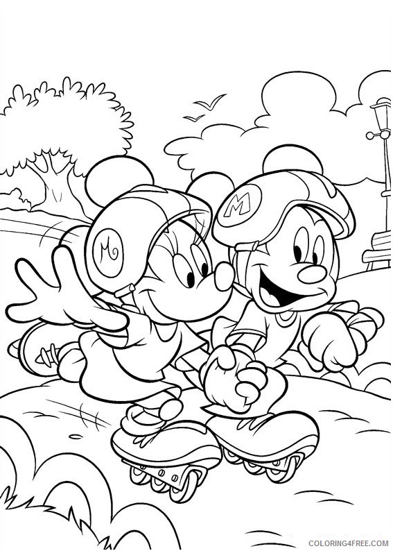 Mickey Mouse Coloring Pages Cartoons 1534561872_minnie n mickey rollerblading a4 Printable 2020 4048 Coloring4free