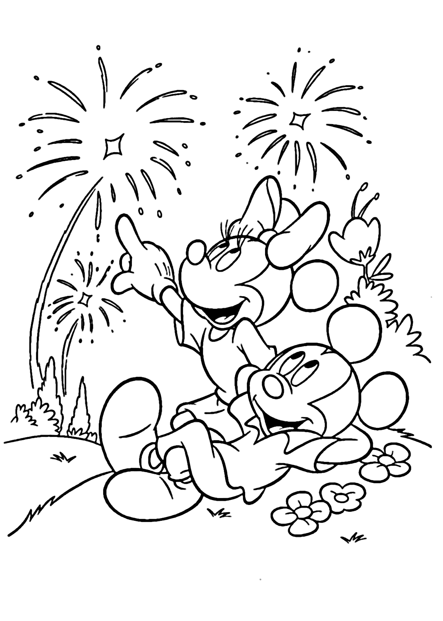 Mickey Mouse Coloring Pages Cartoons 4th of July Mickey and Minnie Printable 2020 4054 Coloring4free