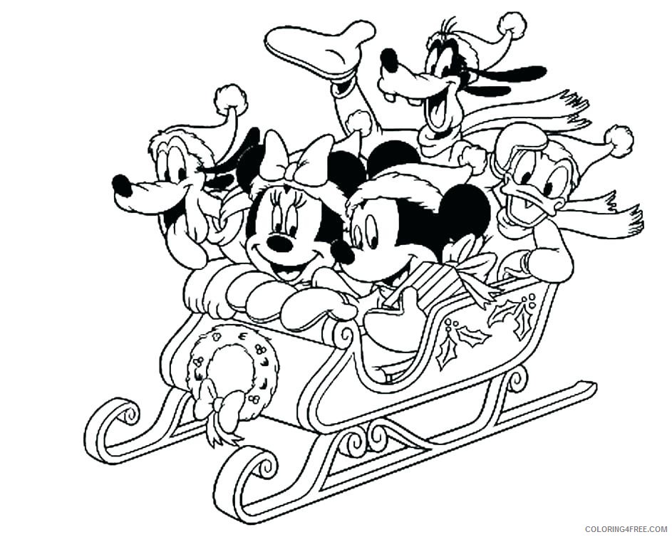 Mickey Mouse Coloring Pages Cartoons Mickey Mouse Christmas Sleigh Printable 2020 4108 Coloring4free