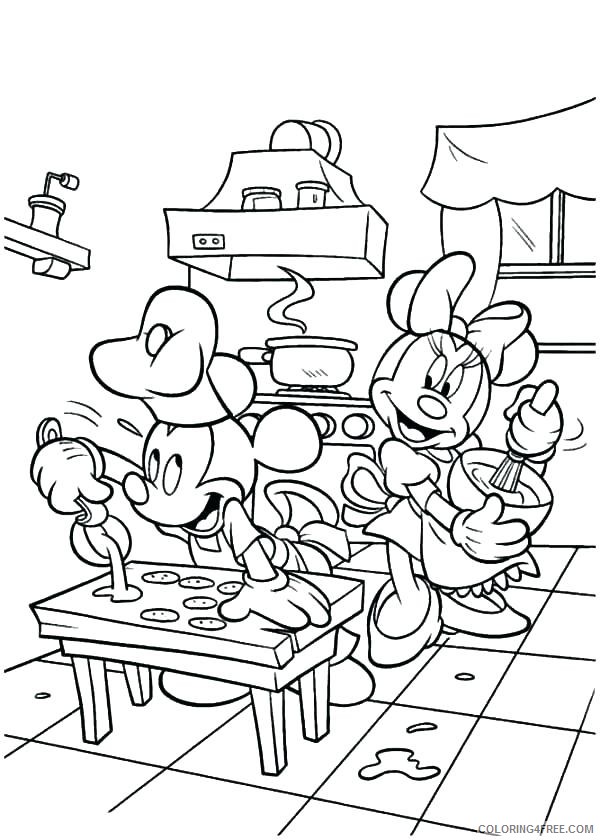 Mickey Mouse Coloring Pages Cartoons Mickey and Minnie Baking Cookies Printable 2020 4079 Coloring4free