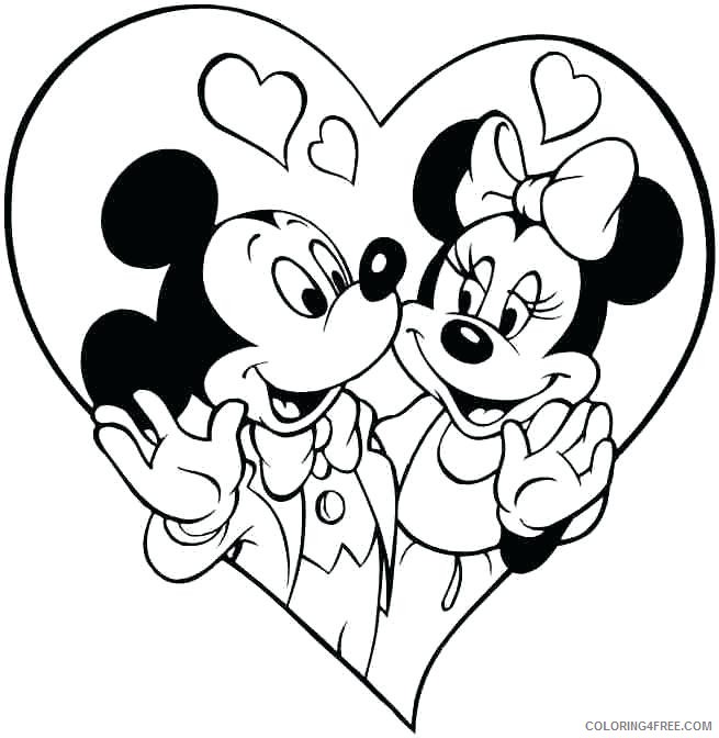 Mickey Mouse Coloring Pages Cartoons Mickey and Minnie Disney Valentines Printable 2020 4082 Coloring4free