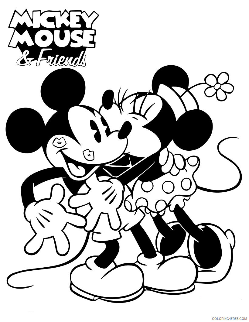 Mickey Mouse Coloring Pages Cartoons Mickey and Minnie Love Printable 2020 4084 Coloring4free