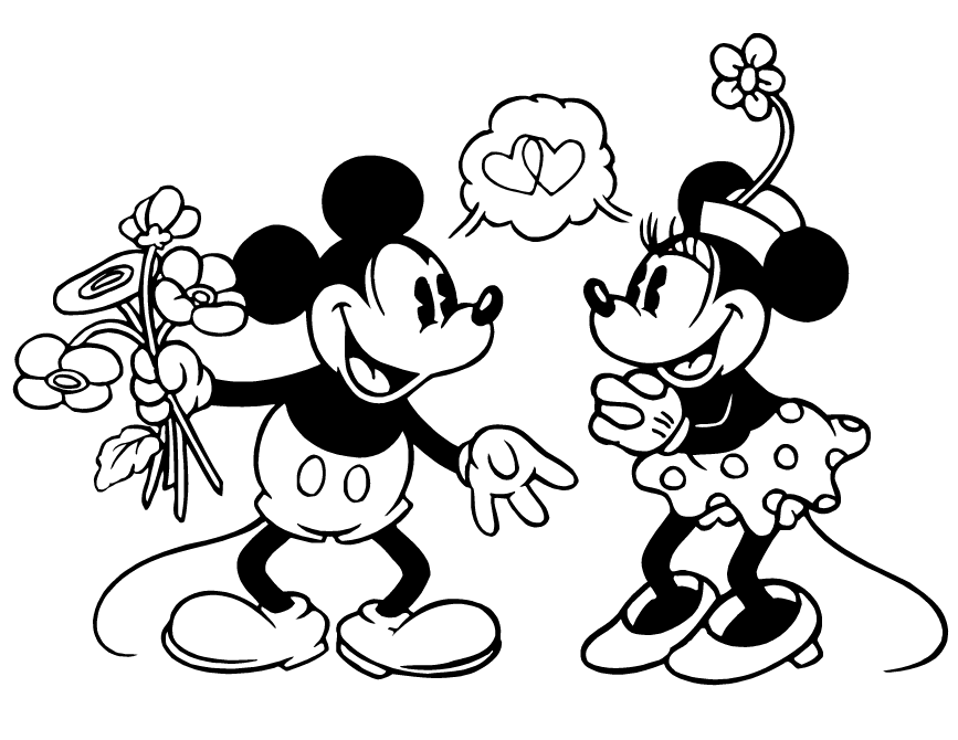 Mickey Mouse Coloring Pages Cartoons Mickey and Minnie Valentines Disney Printable 2020 4090 Coloring4free