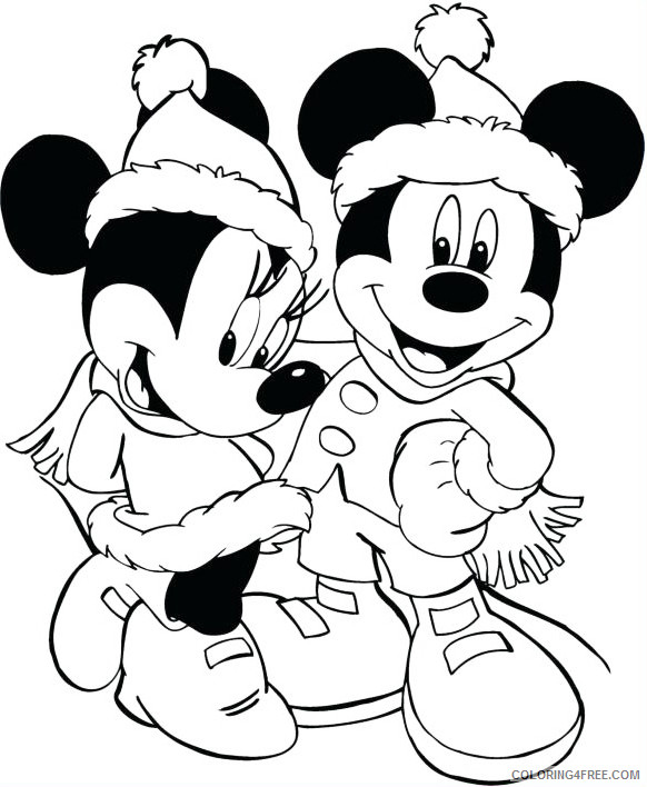 Mickey Mouse Coloring Pages Cartoons Mickey and Minnie on Christmas Printable 2020 4089 Coloring4free