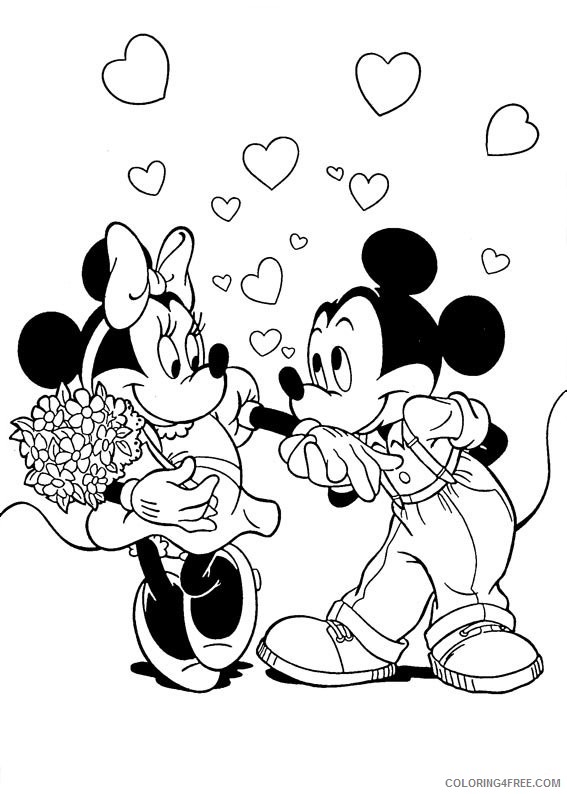 Mickey Mouse Coloring Pages Cartoons Valentines Day Mickey and Minnie Printable 2020 4166 Coloring4free