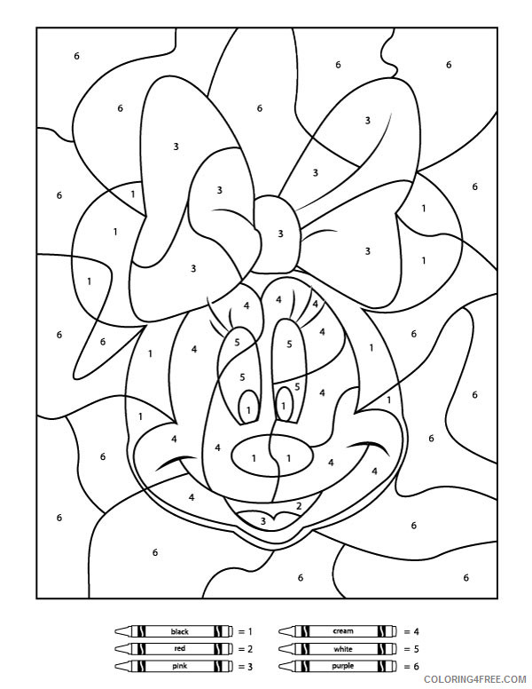 Minnie Mouse Coloring Pages Cartoons Color By Number Minnie Mouse Printable 2020 4222 Coloring4free