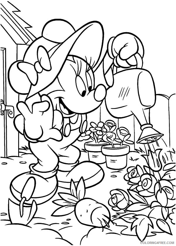 Minnie Mouse Coloring Pages Cartoons Minnie Gardening Printable 2020 4298 Coloring4free