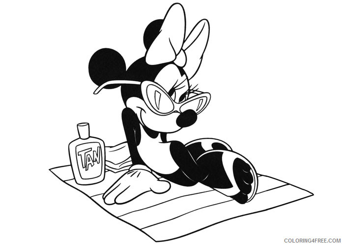 Minnie Mouse Coloring Pages Cartoons Minnie at the beach Printable 2020 4294 Coloring4free