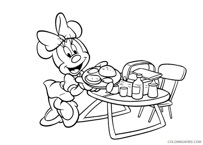 Minnie Mouse Coloring Pages Cartoons Minnie summer barbeque Printable 2020 4332 Coloring4free