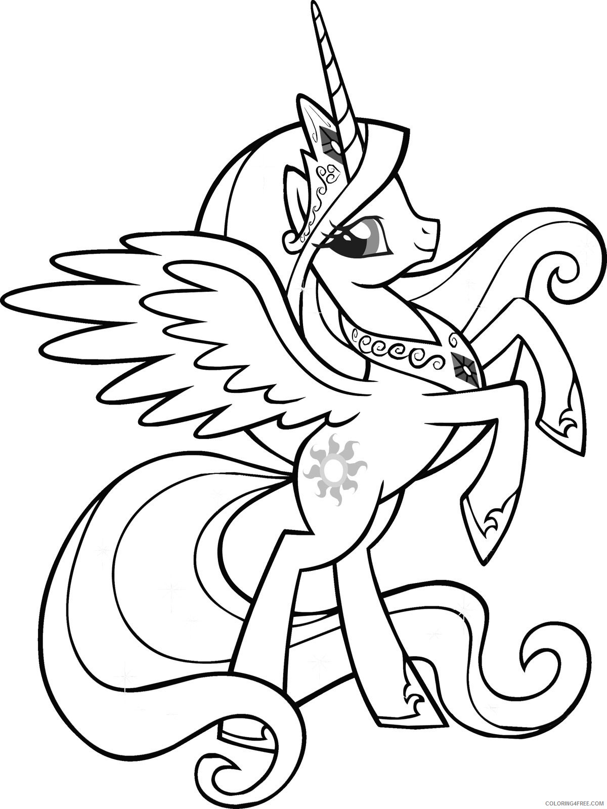 My Little Pony Coloring Pages Cartoons My Little Pony Celestia Printable 2020 4503 Coloring4free