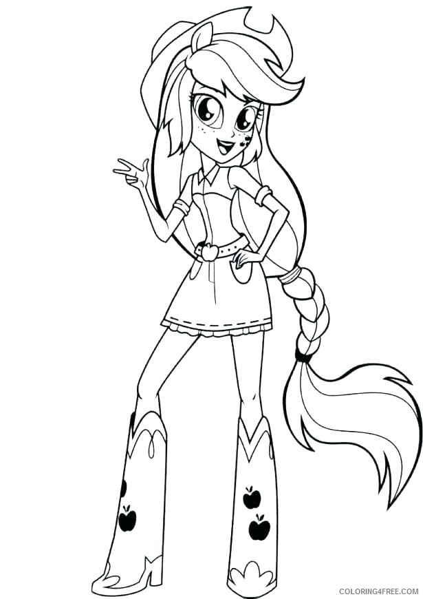 My Little Pony Equestria Girls Coloring Pages Cartoons Equestria Girl Applejack Printable 2020 4596 Coloring4free