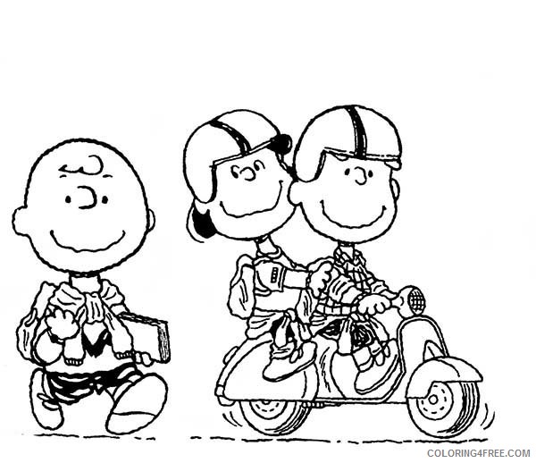 Peanuts Coloring Pages Cartoons Peanuts Charlie Brown Walking to School Printable 2020 4807 Coloring4free