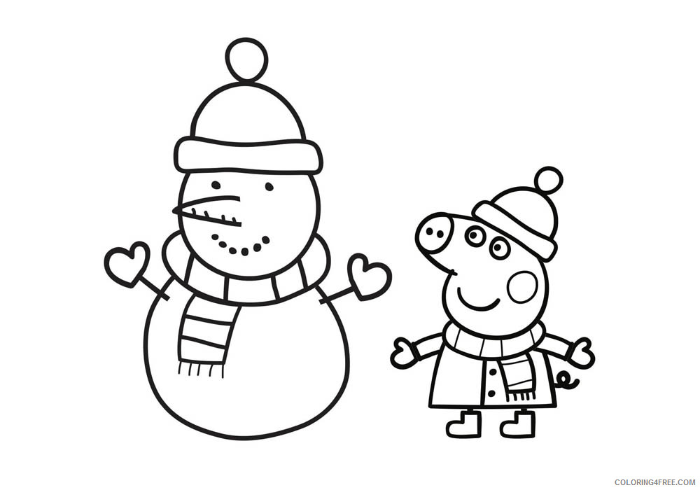 Peppa Pig Coloring Pages Cartoons Peppa George pig snowman Printable 2020 4832 Coloring4free