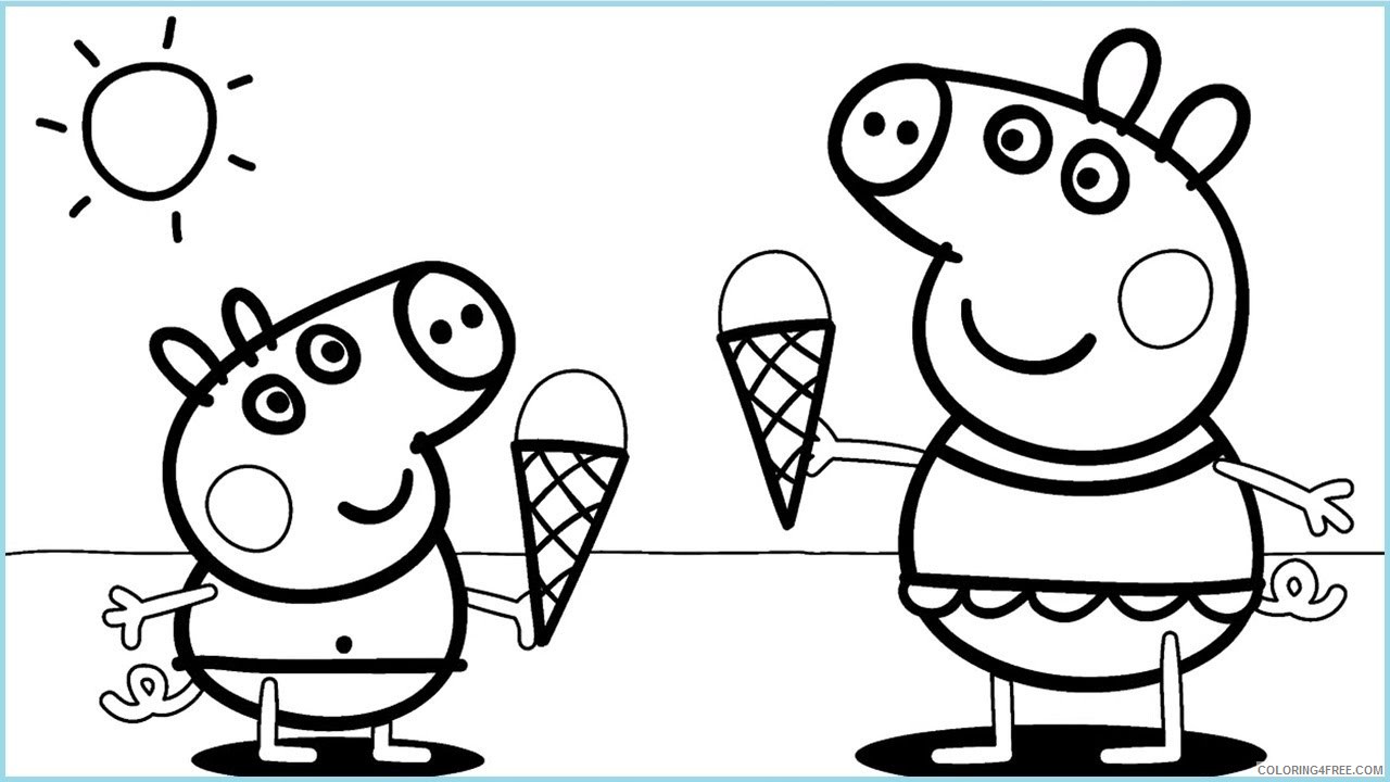 Peppa Pig Coloring Pages Cartoons Peppa Ice Cream Printable 2020 4833 Coloring4free
