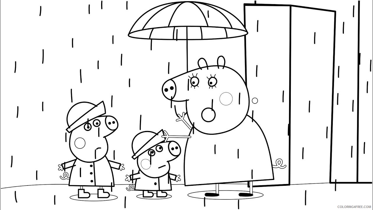 Peppa Pig Coloring Pages Cartoons Peppa Pig in the Rain Printable 2020 4865 Coloring4free